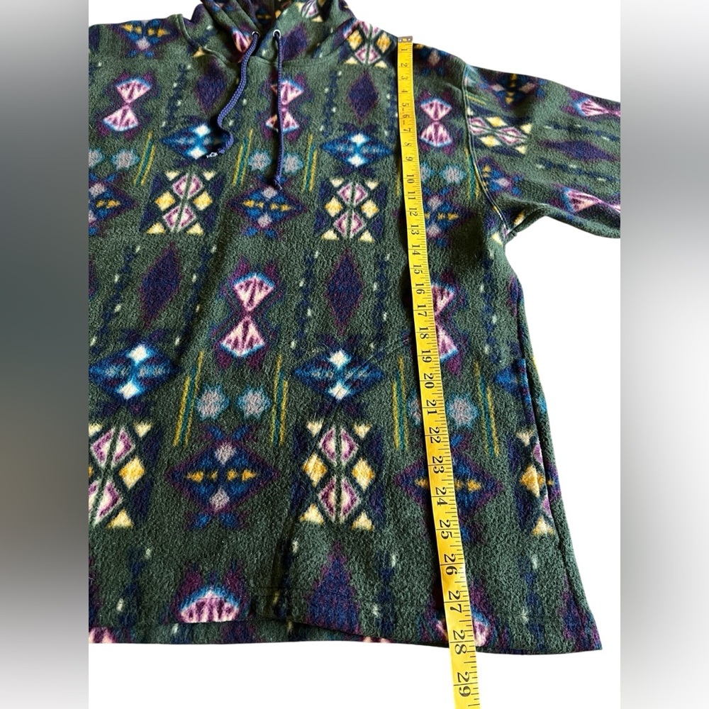 Vintage SANTANA Fleece Hoodie Mens M Aztec Southwest Hooded Sweatshirt Retro 90s - Picture 6 of 8